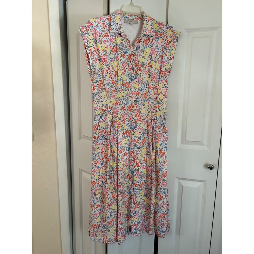 Loft Size 4 White Floral Maxi‎ Dress